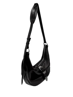 Belted hobo medium black glossy plain