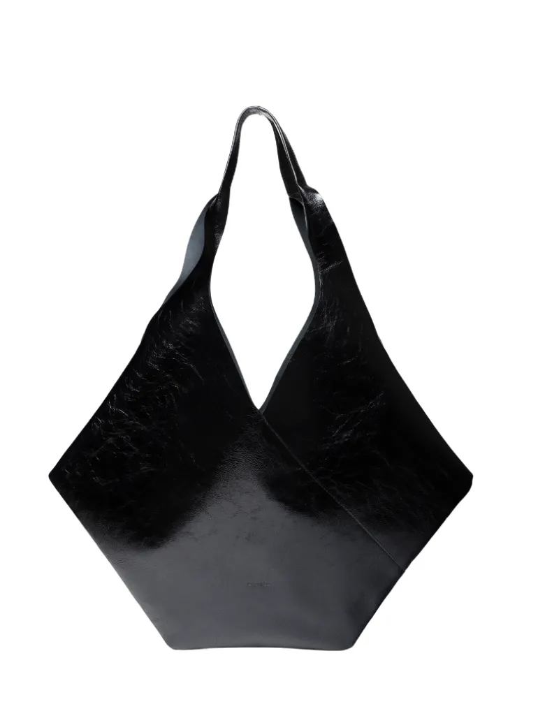 LA EP black patent crush leather