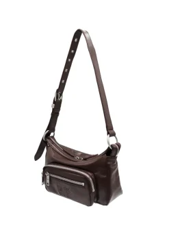 Outpocket Hobo Mini dark brown glossy plain