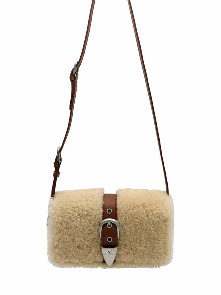 Shearing Belted Flap chestnut plain + beige