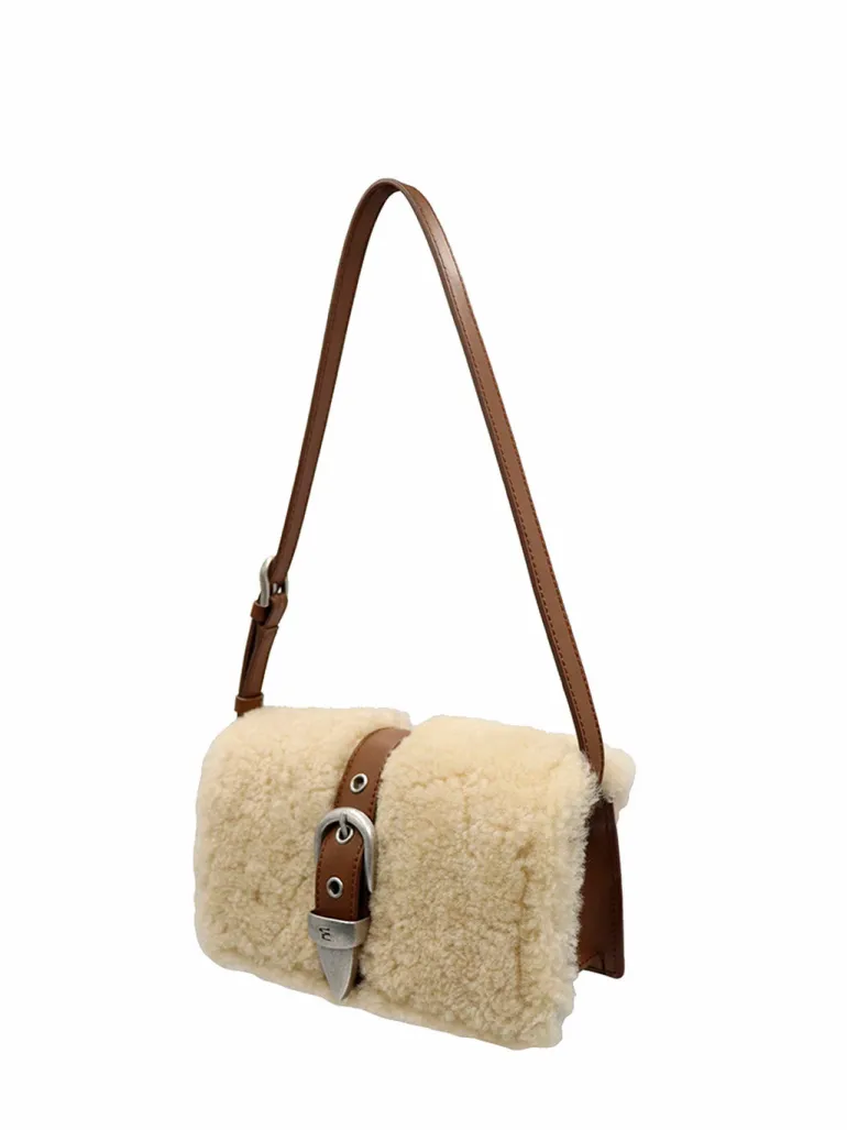 Shearing Belted Flap chestnut plain + beige