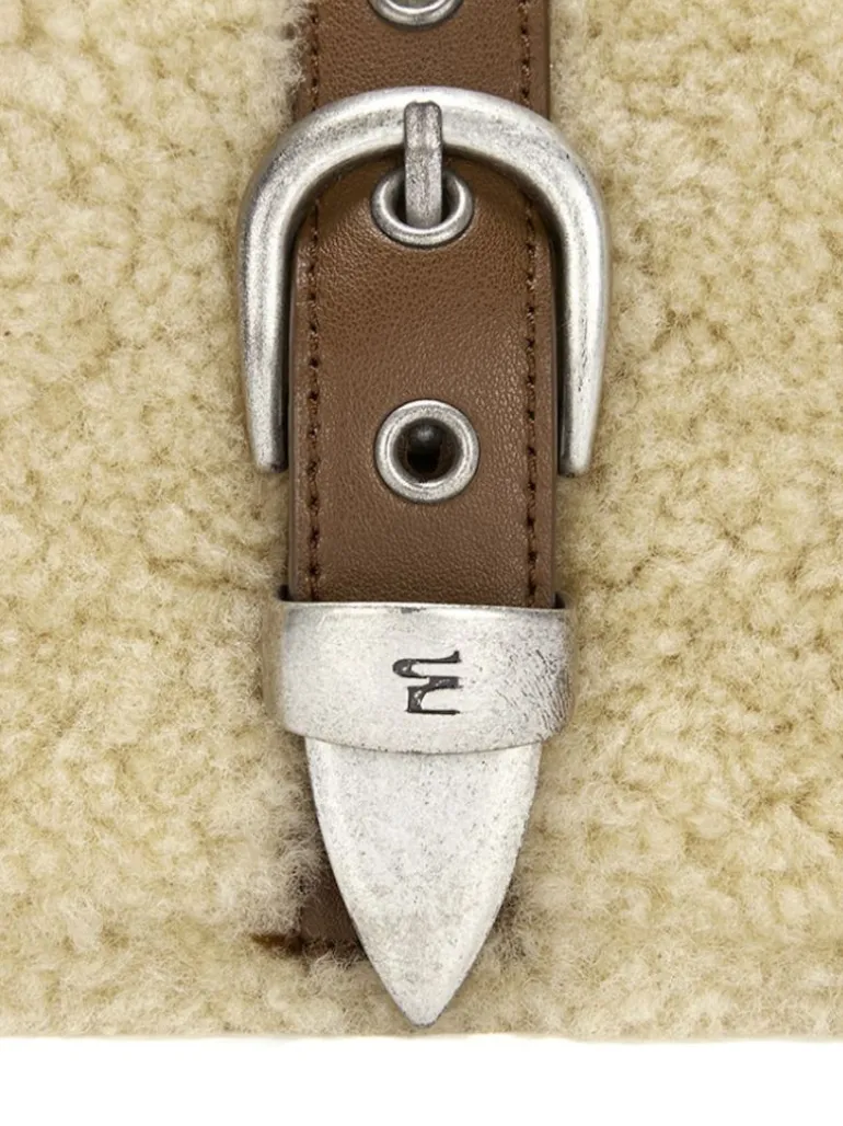 Shearing Belted Flap chestnut plain + beige