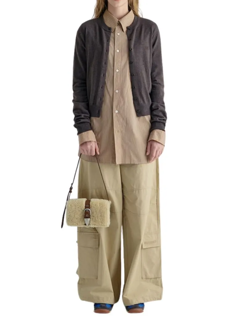 Shearing Belted Flap chestnut plain + beige