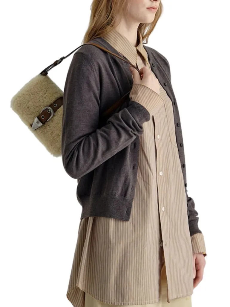 Shearing Belted Flap chestnut plain + beige
