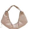 Slouchy Shoulder Bag crushed patent sand