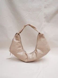 Slouchy Shoulder Bag crushed patent sand