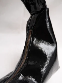 Slouchy Shoulder Bag crushed patent black