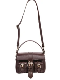 Small Honey Buckle Italian leather dark brown w.gold