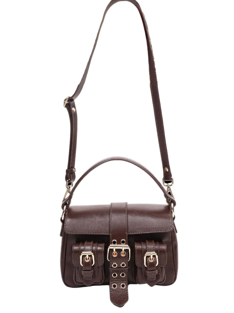 Small Honey Buckle Italian leather dark brown w.gold