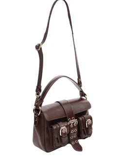 Small Honey Buckle Italian leather dark brown w.gold