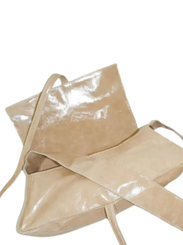 Triangle Messenger Bag crushed patent sand